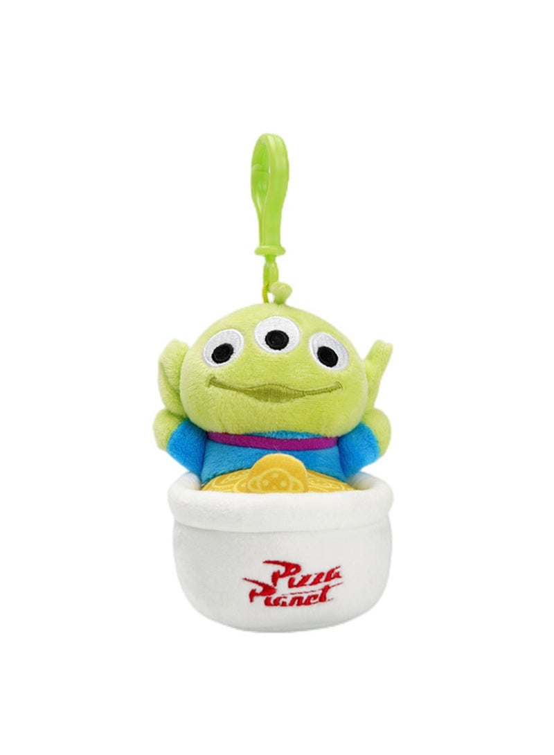 11cm Cute Plush Keychain Toy, Life Winner Green Three-Eyed Plush Texture Pendant, Bag Pendant Decoration, Suitable For Children Over 0 Years Old Toy Gift - Image 1